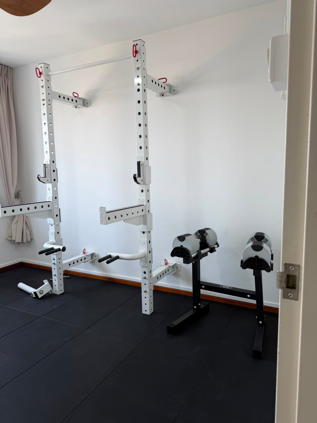 Custom Home Gym Singapore | Foldable Power Rack & NUO Dumbbells