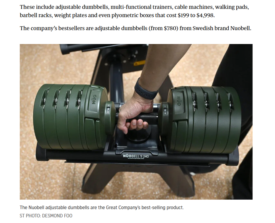 The Great Company Featured in The Straits Times | Home Gym & Space-Saving Fitness Equipment