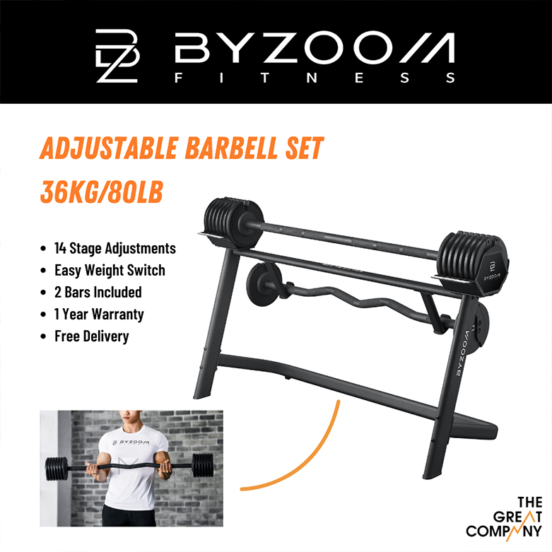 BYZOOM Fitness Adjustable Barbell Set 36kg/80lb